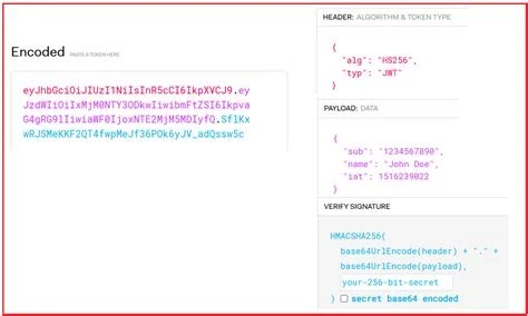 A JWT string displayed in a text editor with the header, payload, and signature sections highlighted in different colors, separated by dots