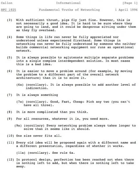 printed RFC document page showing technical specification text