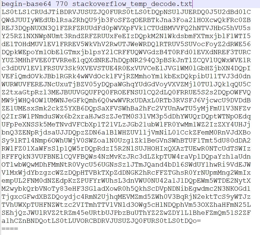 a single unbroken line of base64 text displayed in a code editor, no line wraps visible