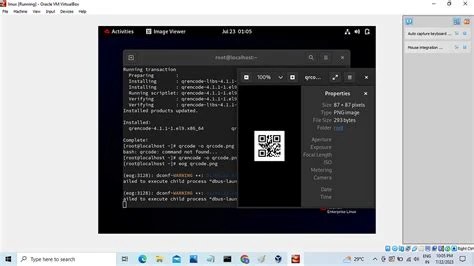 Command-line terminal showing a qrencode command generating a QR code image from a base64 string
