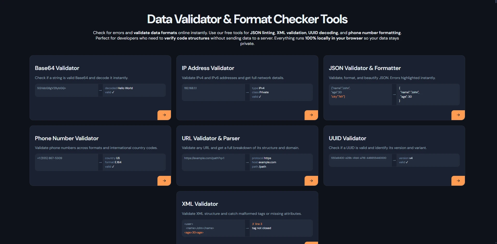 Data Validation Tools | JSON, XML, URL & UUID Checkers