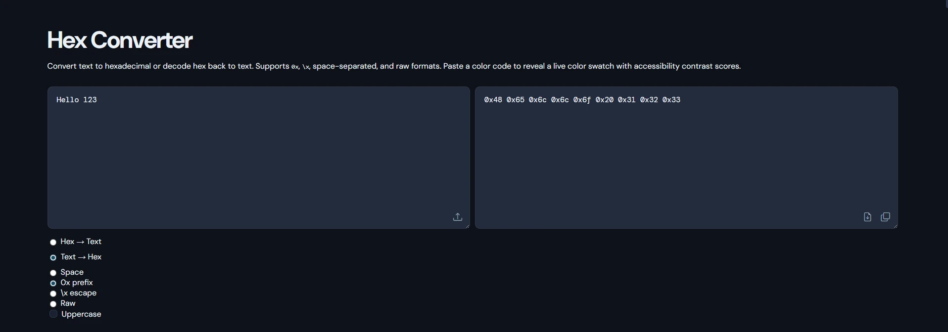 Hex Converter | Text to Hex & Color Contrast Checker Online