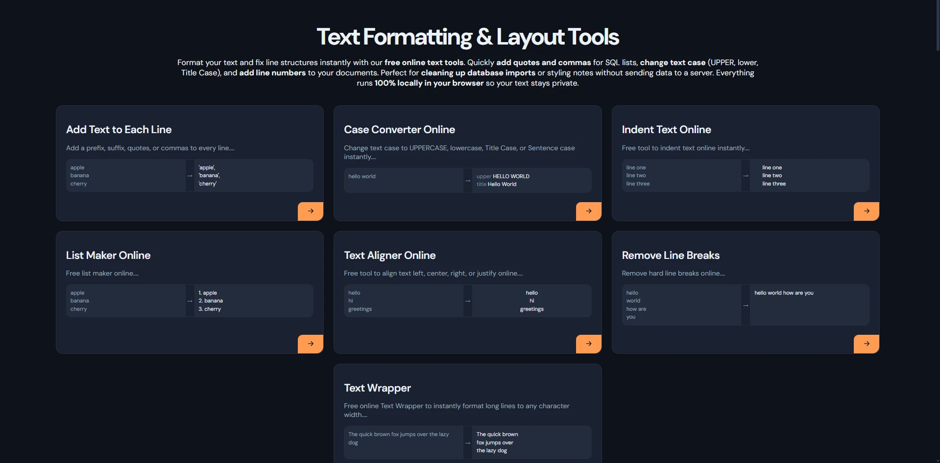 Text Formatting Tools | Case, Prefix & Indent