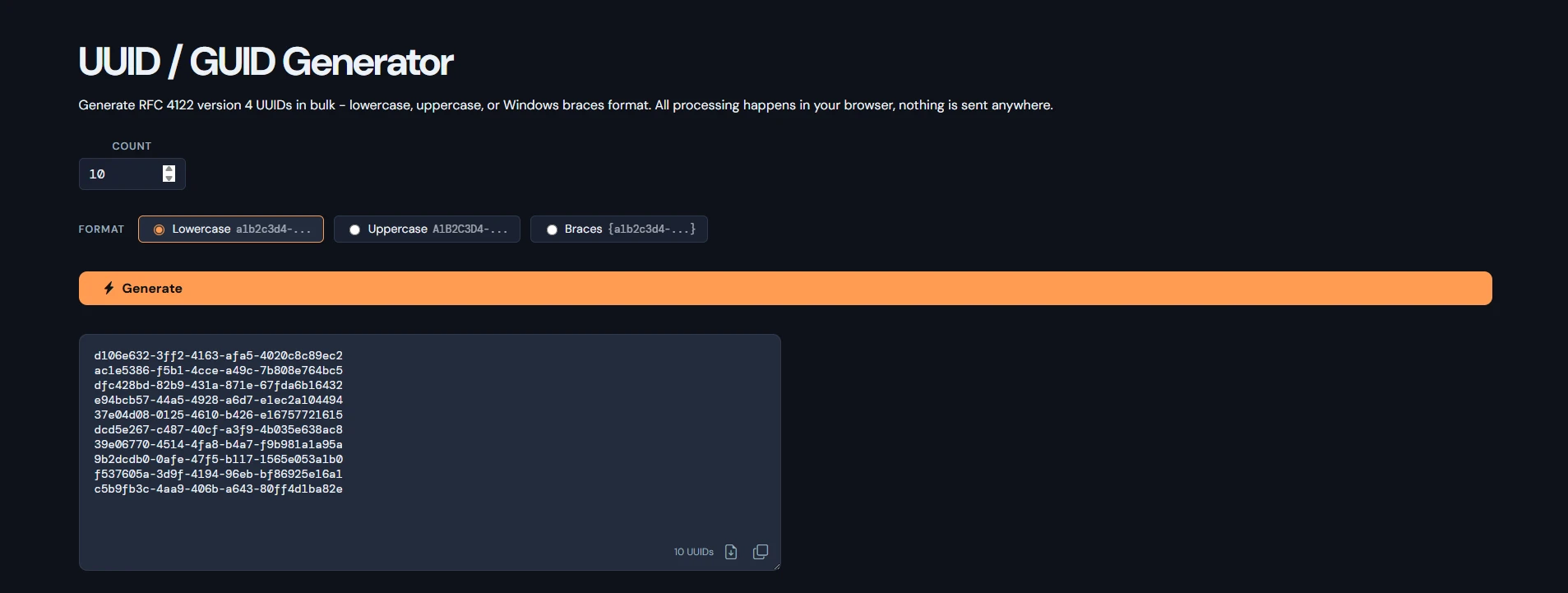 UUID / GUID Generator | Bulk v4 & v7 Online | AllOverTools